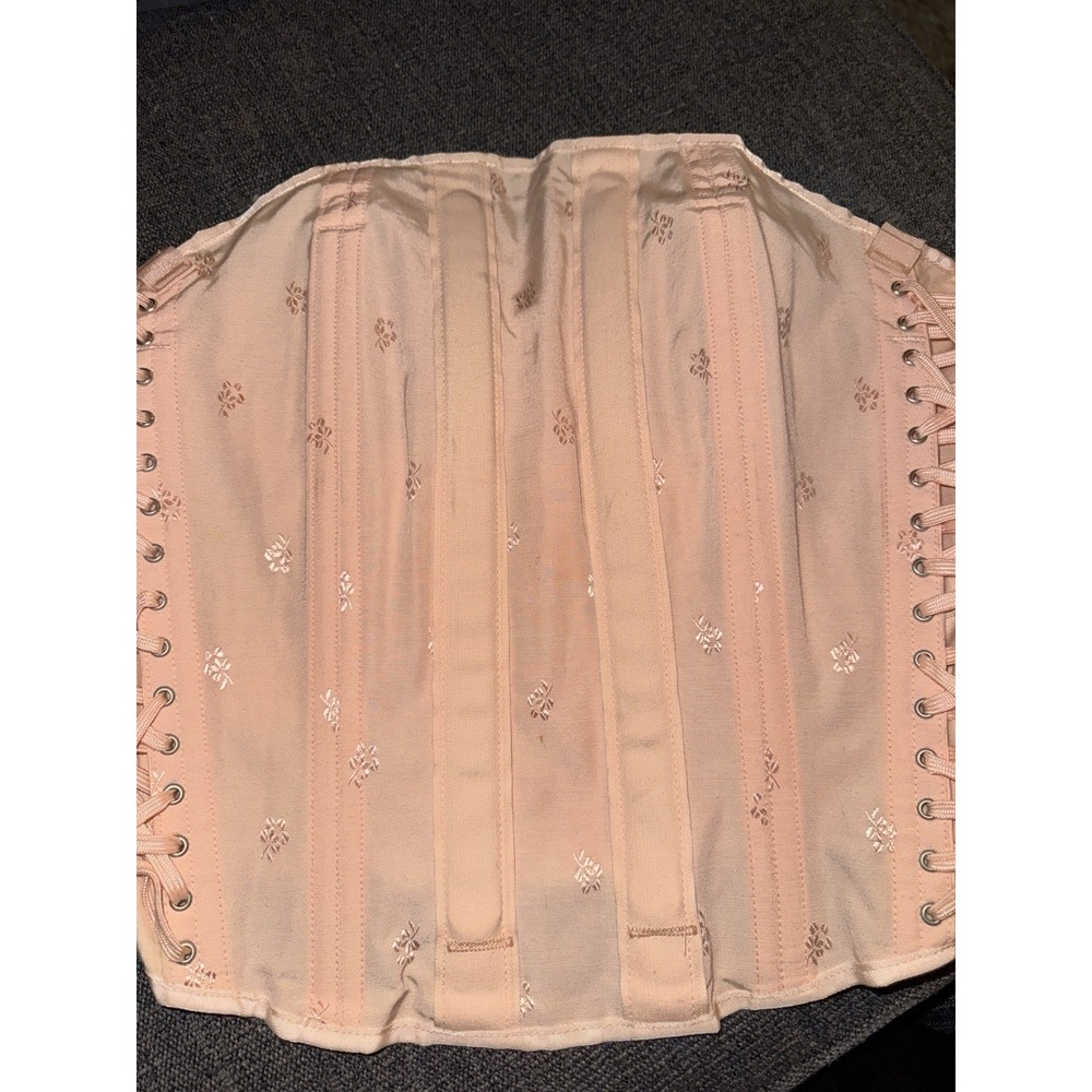 Vintage Truform Anatomical Supports Pink Lace-Up Corset Waist Cincher 38 - Picture 2 of 9